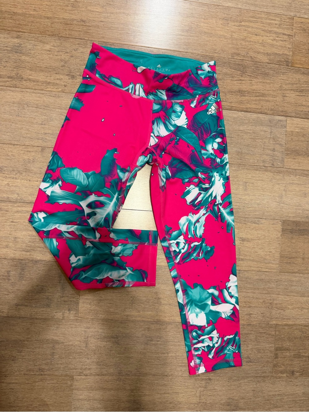 adidas  Bright Pink Floral Print Leggings